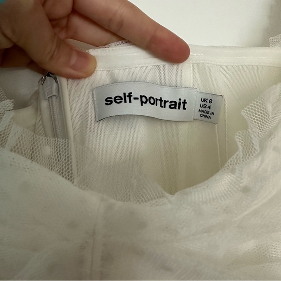 Self Portrait white Shirred Dot Mesh MIDI Dress - NWT - Picture 4 of 6